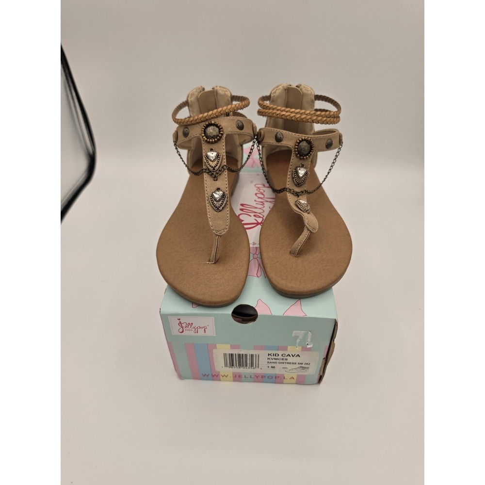 Jellypop Girls Kid Cava Gladiator Sandals  Size 1M Cava Bohemian Sand Distress